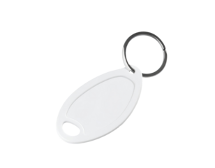 White oval key tag with metal ring (2)