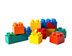 Colorful plastic building blocks in various sizes and colors (1)