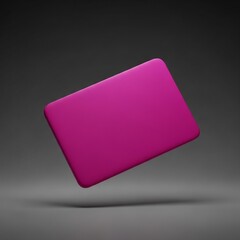 Minimalist 3D render of a blank pink card floating on a grey studio background. Versatile mockup for a business card, gift card, or credit card.