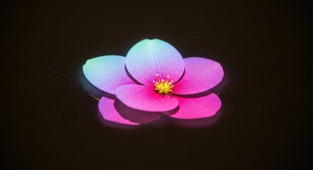 Obraz premium Glowing multicolor flower on dark surface with light effects