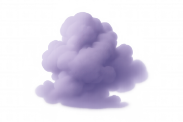 Cartoon-style purple cloud floats against a transparent background, creating a whimsical and dreamy atmosphere