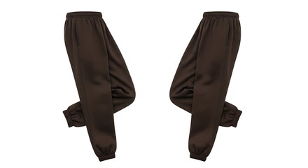Dark Brown Sweatpants, Isolated on White Background.