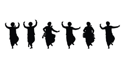 dancers performing traditional moves gracefully in silhouette form