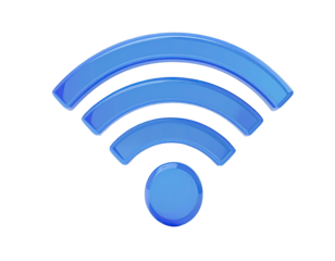 3-bar blue wifi icon, glossy effect