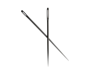 Two intersecting, metallic rods against a black background