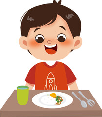 little boy eating meal