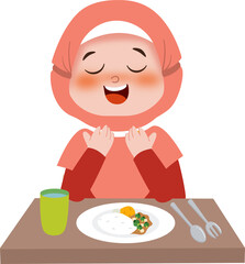 Kid pray before eating