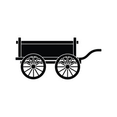 Vintage wooden farm cart silhouette isolated on white rustic transport equipment vector vector