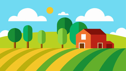 Naklejka premium countryside farm fields