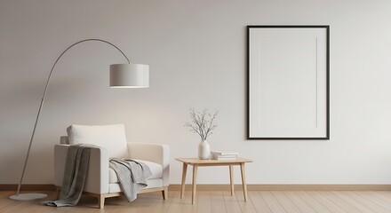 Fototapeta premium Cozy Minimalist Living Room Interior Design.