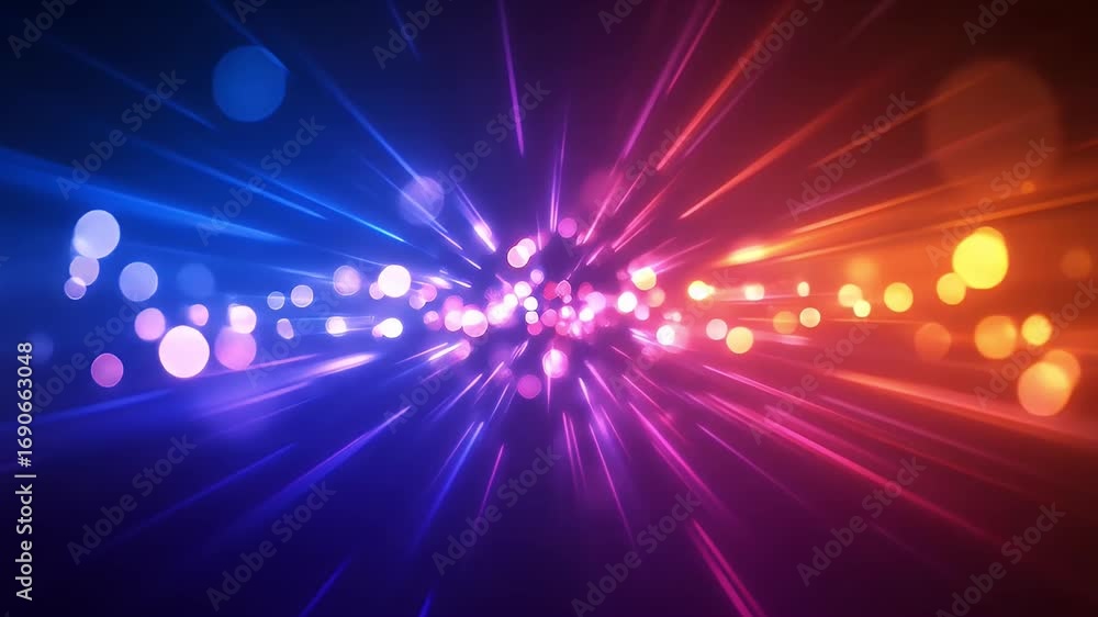 Aufkleber abstract futuristic background with a vibrant explosion of blue and orange light rays and glowing bo