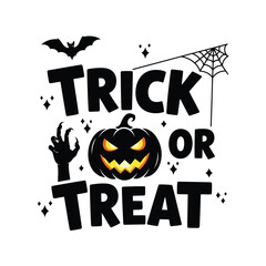 Spooky halloween trick or treat pumpkin bat web design for holiday celebration vector