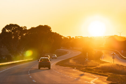 Sunset over the Hume Highway near Gunning