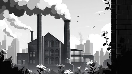 Industrial landscape monochrome