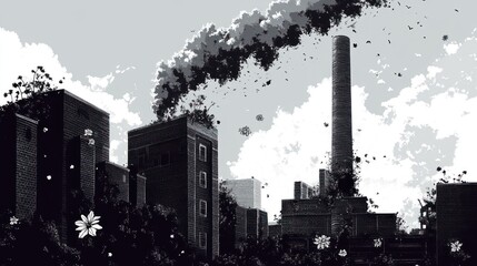 Obraz premium Industrial landscape with greenery