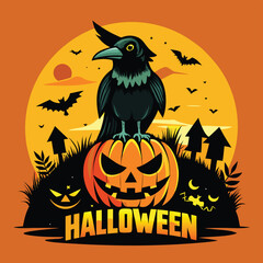 Black t shirt with a spooky halloween graphic design