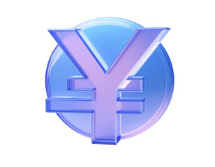 Obraz premium 3D rendered, stylized yen symbol in a translucent, light-blue and lavender gradient circle