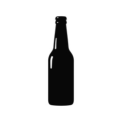 Classic glass beer bottle silhouette isolated on white for beverage branding and design projects vector