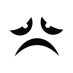 Sad face emoji expressing unhappiness and disappointment simple graphic icon vector
