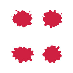 Vibrant red ink splatter blob shapes abstract design elements isolated graphic vector