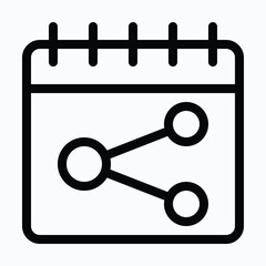 Bluetooth Share Calendar Event Vector Icon, Lineal Vector Icon.