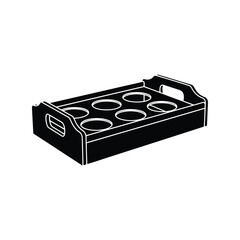 Rustic wooden crate carrier six beer bottles glasses drinks beverage holder handle vector