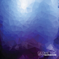 Fototapeta premium Abstract Geometric Polygonal Vector Background with Blue and Purple Low Poly Triangles, Crystal Shapes, and Modern Technology Texture Design