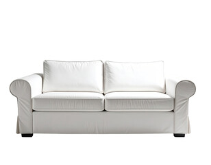 White two-seater sofa with rolled arms
