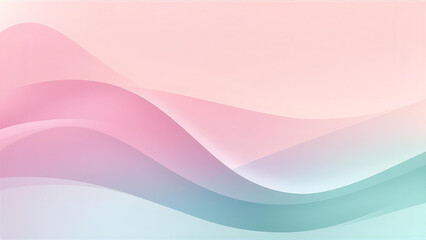 Fototapeta premium Flowing pastel waves in pink, teal, and soft peach tones forming a calm and minimal abstract design