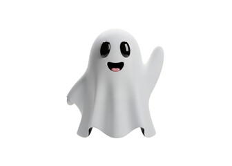 Cute and friendly cartoon ghost waving hello, perfect for Halloween or playful designs
