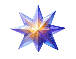 Obraz premium Crystalline star, iridescent facets, golden center
