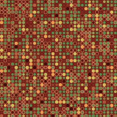 Geometric abstract pattern of circles and dots in earthy tones