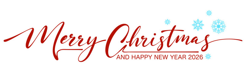 merry christmas and happy new year 2026 lettering. Vector eps
