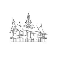 Obraz premium Flat icon illustration of Rumah Baileo Maluku traditional.