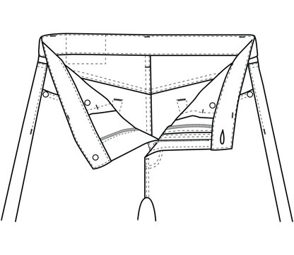 denim pants front fly ciocure technical vector design