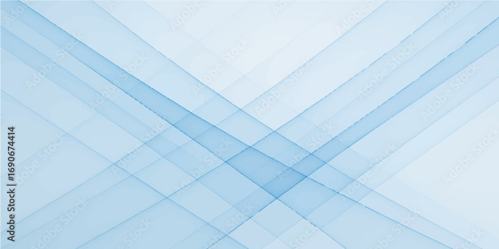Poster geometric cubes and glass squares form a futuristic digital grid pattern, creating a light blue abst