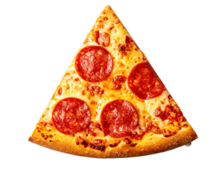Pepperoni Pizza Slice with Crispy Edges PNG Cutout