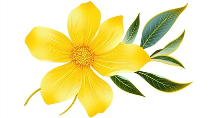 Yellow Flower with Green Leaves