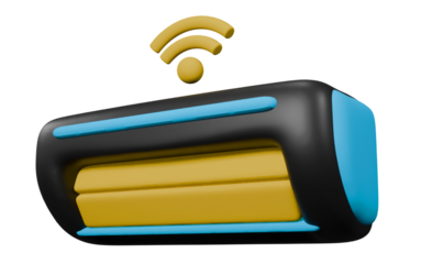 Smart Air Conditioner 3D Icon, Wireless AC Temperature Control, Editable Smart Home Cooling System With Wifi Technology