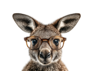 Kangaroo wearing glasses animal portrait
