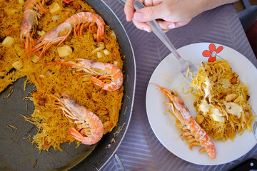 noodle fish dish as spanish food