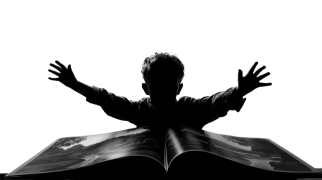 Child engaging with a book home creative silhouette