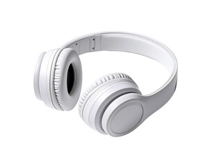 White over-ear headphones, rounded design, simple and clean aesthetic