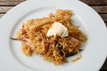 noodle fish dish as spanish food