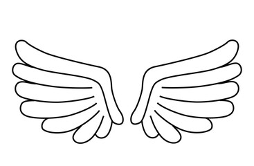 左右に広がったかわいい羽のシンプルな線画ベクターイラスト