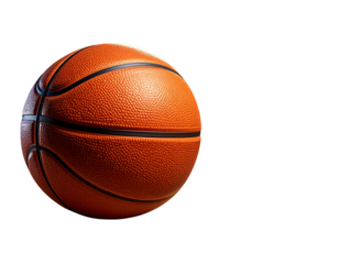 Basketball on Wooden Court Floor with Shadows PNG Cutout