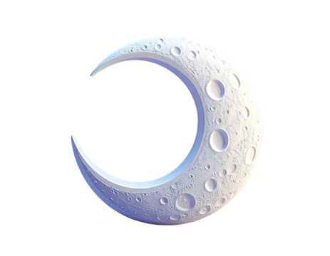 Crescent moon, textured surface, light gray