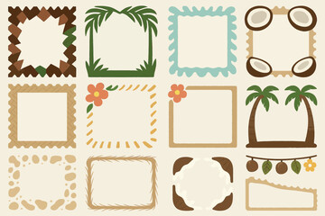 Tropical Palm Tree and Coconut Decorative Frames Collection