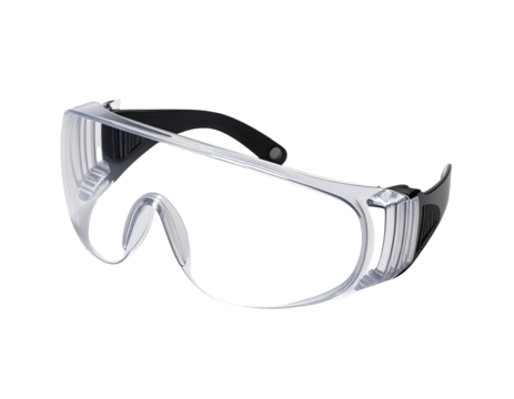 Clear safety glasses with black temples
