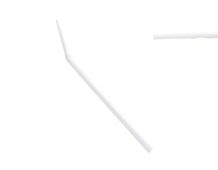 Two segments of a drinking straw, one angled, the other straight, depicted in a simple, graphic style